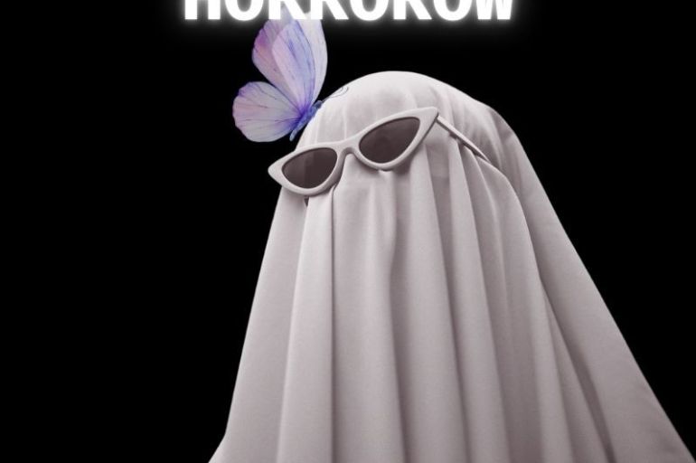 Black and White Grungy Ghost Halloween Movie Night Flyer (1920 x 1080 px) (800 x 800 px)